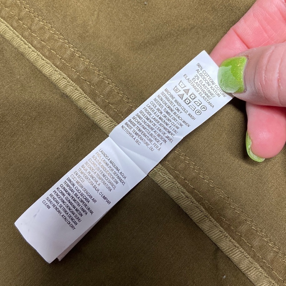 Lucky Brand Utility Jacket Color Army Green Cinch Waist Long Sleeve Coat - Picture 7 of 16